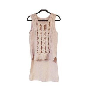 💥108 VENUS Chunky Cable Knit Sleeveless Sweater Pink High-Lo